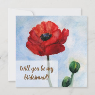 Carte de fleurs Red Poppy Watercolor