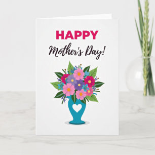 Carte de fleurs roses et violettes