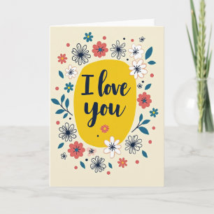 Carte de fleurs Simple je t'aime