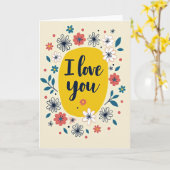 Carte de fleurs Simple je t'aime (Fleur jaune)