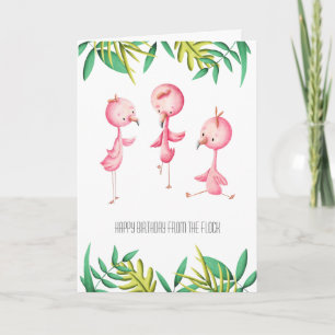 Carte De Flock Flamant rose Anniversaire tropical