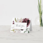 Carte de Floral Romance<br><div class="desc">This floral romance thank you card is perfect for elegant wedding. The modern boho design feromantic watercolor flowers in soft tones of burgundy, mauve, blush pink and cream white with green leaves. Personalize the inside of the card with your names, and a thank you message. Alternatively, leave the thanyou message...</div>