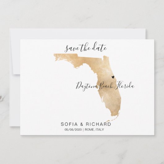 Carte de Floride Destination de Mariage avec Cœur (Devant)