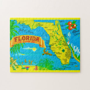 Carte de Floride Sunshine 11x14 Puzzle