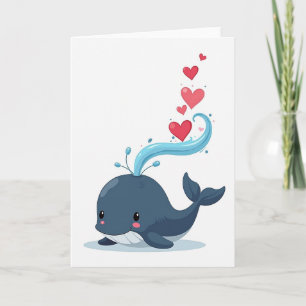 Carte de flux d'amour de baleine mignonne