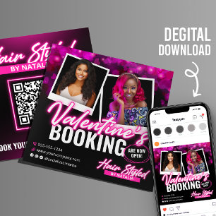 Carte de flyer de coiffeur pour la Saint-Valentin