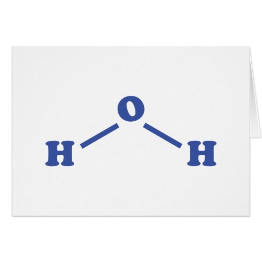 Carte de formule chimique moléculaire de l'eau (Devant horizontal)