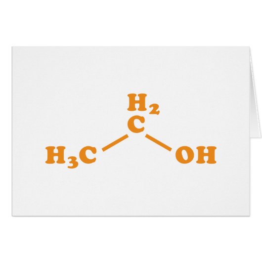 Carte de formule chimique moléculaire de l'éthanol (Devant horizontal)