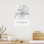 Carte de Fort Wayne - Indiana - Poster de carte de (Cuisine)
