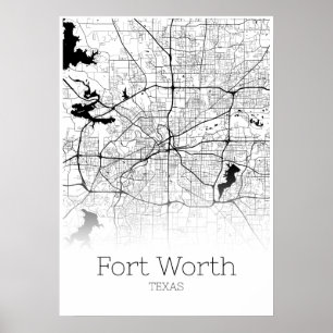 Carte de Fort Worth - le Texas - affiche de carte