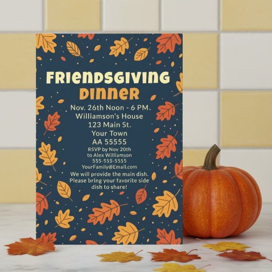 Carte de Friendsgiving amis aux feuilles qui tombe