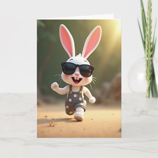 Carte de Fun avec Lapin à Points (Devant)