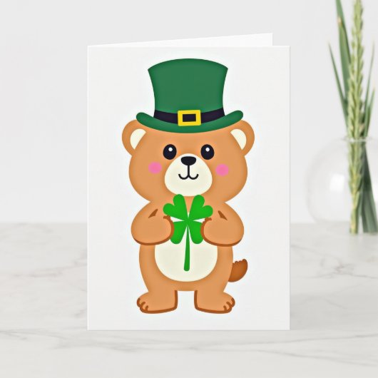 Carte de Fun avec un ours vert chapeauté (Devant)