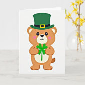 Carte de Fun avec un ours vert chapeauté (Fleur jaune)