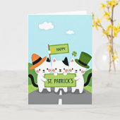Carte de fun de la Saint-Patrick pour chats (Fleur jaune)