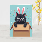Carte de Fun Grumpy Bunny Cat (Fleur jaune)