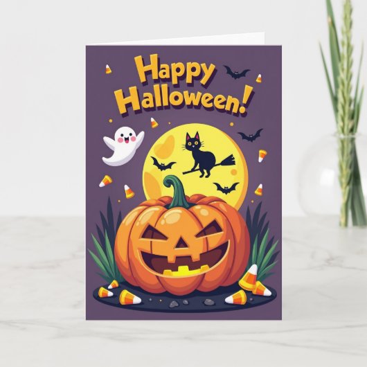 Carte de Fun Halloween Citrouille Joyeuse (Devant)