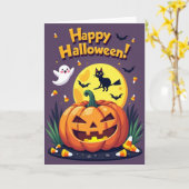 Carte de Fun Halloween Citrouille Joyeuse (Fleur jaune)