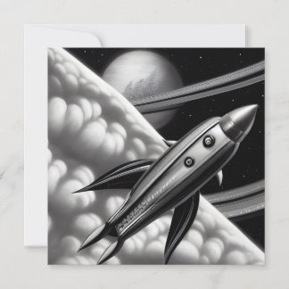 Carte de fusée surréaliste Retro Space