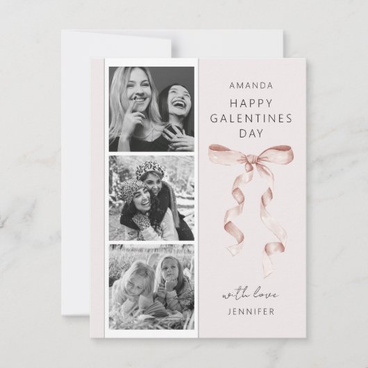Carte de Galentines Day avec un nœud papillon tend (Devant)