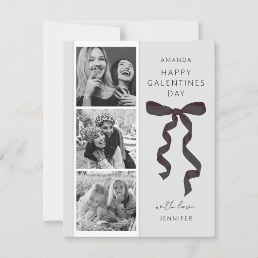 Carte de Galentines Day avec un nœud tendance 3 ph (Devant)