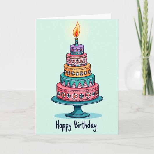 Carte de gâteau à chandelle joyeuse (Devant)