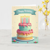 Carte de gâteau à étages joyeux (Fleur jaune)