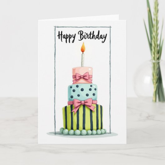 Carte de gâteau à étages pastel (Devant)