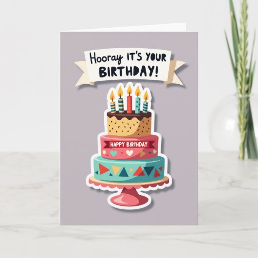 Carte de gâteau à étages rayé joyeux (Devant)