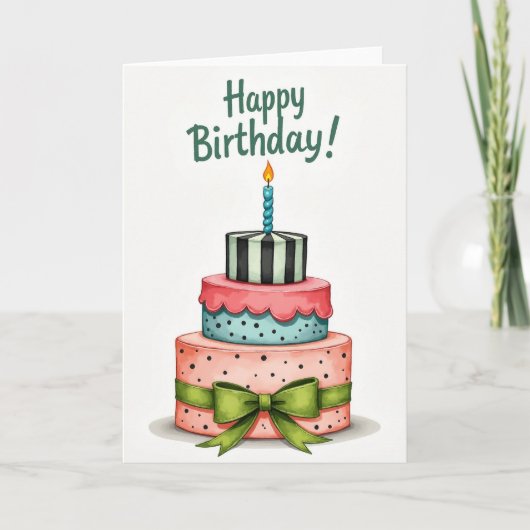Carte de gâteau à l'aquarelle douce (Devant)