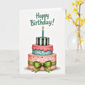 Carte de gâteau à l'aquarelle douce (Fleur jaune)