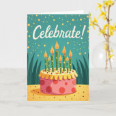 Carte de gâteau à pois joyeuse (Fleur jaune)