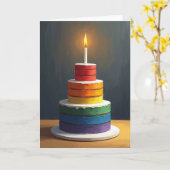 Carte de gâteau coloré joyeux (Fleur jaune)