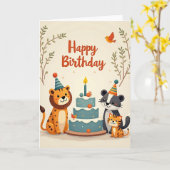 Carte de gâteau d'animal de fête (Fleur jaune)