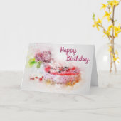 Carte de gâteau d'anniversaire (Fleur jaune)