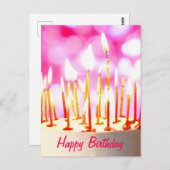 Carte de gâteau d'anniversaire avec bougies allumé (Devant / Derrière)