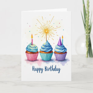 Carte de gâteau d'anniversaire avec cierge magique