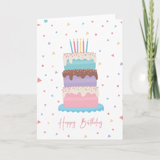 Carte de gâteau d'anniversaire Confetti (Devant)