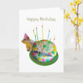 Carte de gâteau d'anniversaire d'écureuil (Fleur jaune)