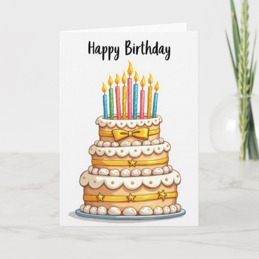 Carte de gâteau d'anniversaire doré (Devant)