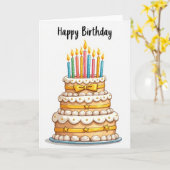 Carte de gâteau d'anniversaire doré (Fleur jaune)