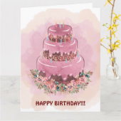 CARTE DE GATEAU D'ANNIVERSAIRE ET BOUGIES (Fleur jaune)