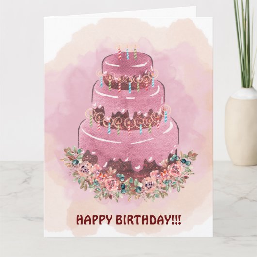 CARTE DE GATEAU D'ANNIVERSAIRE ET BOUGIES (Devant)