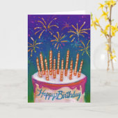 Carte de gâteau d'anniversaire Fireworks (Fleur jaune)