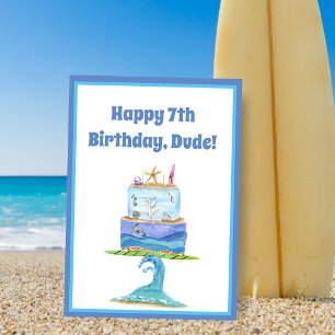 Carte de gâteau d'anniversaire Happy 7ème annivers