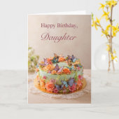 Carte de gâteau d'anniversaire papillon pour fille (Fleur jaune)