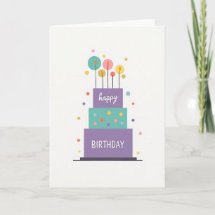 Carte de gâteau d'anniversaire pastel