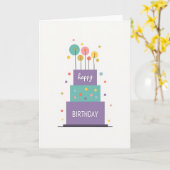 Carte de gâteau d'anniversaire pastel (Fleur jaune)