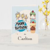 Carte de gâteau d'anniversaire personnalisée (Fleur jaune)
