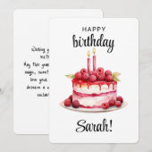 Carte de gâteau d'anniversaire personnalisée pour  (Devant / Derrière)